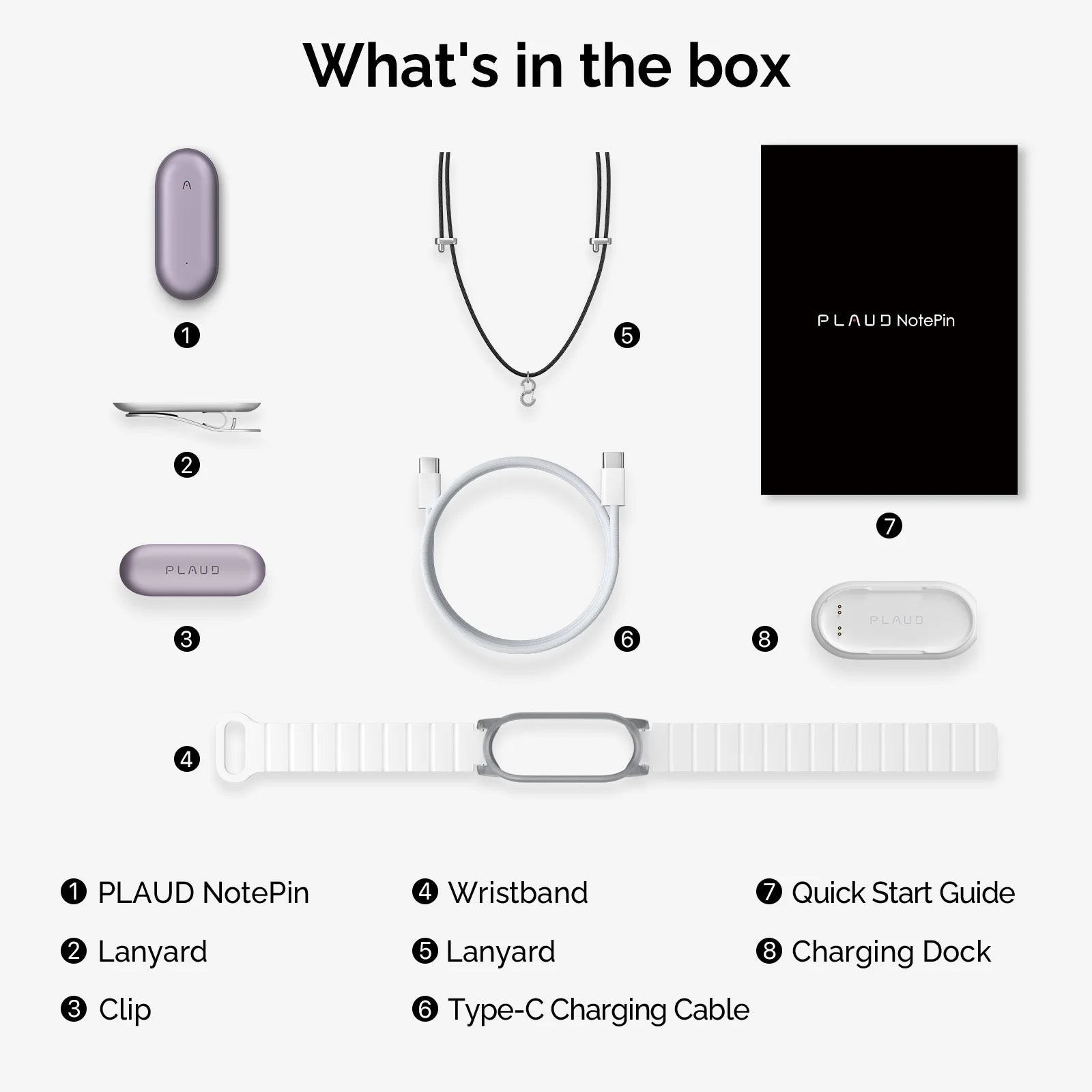 PLAUD NotePin Wearable AI Voice Recorder, AI Notetaker, Smart Transcription & Summarization, with Wristband & Lanyard