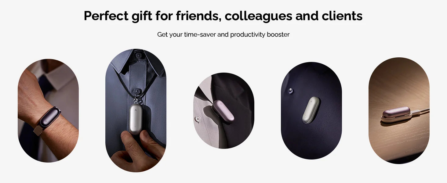 PLAUD NotePin Wearable AI Voice Recorder, AI Notetaker, Smart Transcription & Summarization, with Wristband & Lanyard