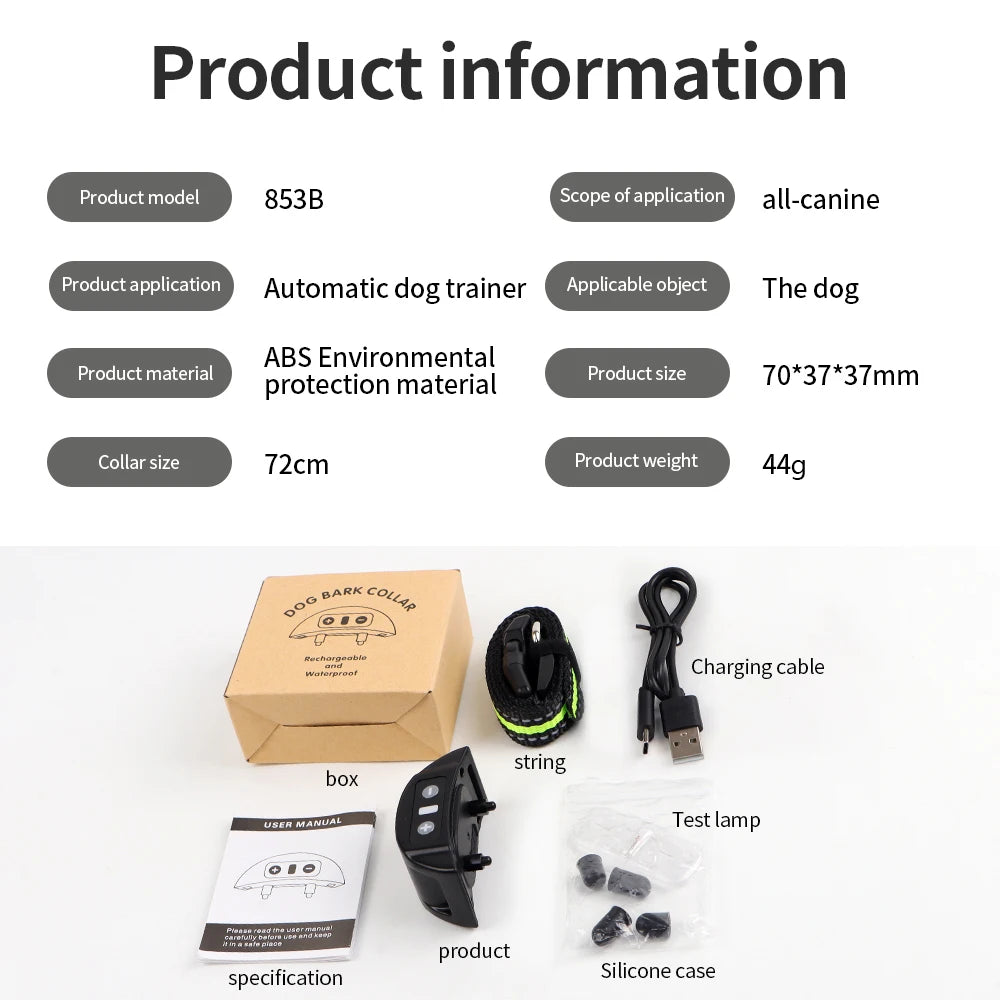 Automatic Dog Stop Barker Electric Pet Dog Collar Ultrasonic Pet Dog Barking Stoper Shock Collar Dog Fence Stop Barking Device