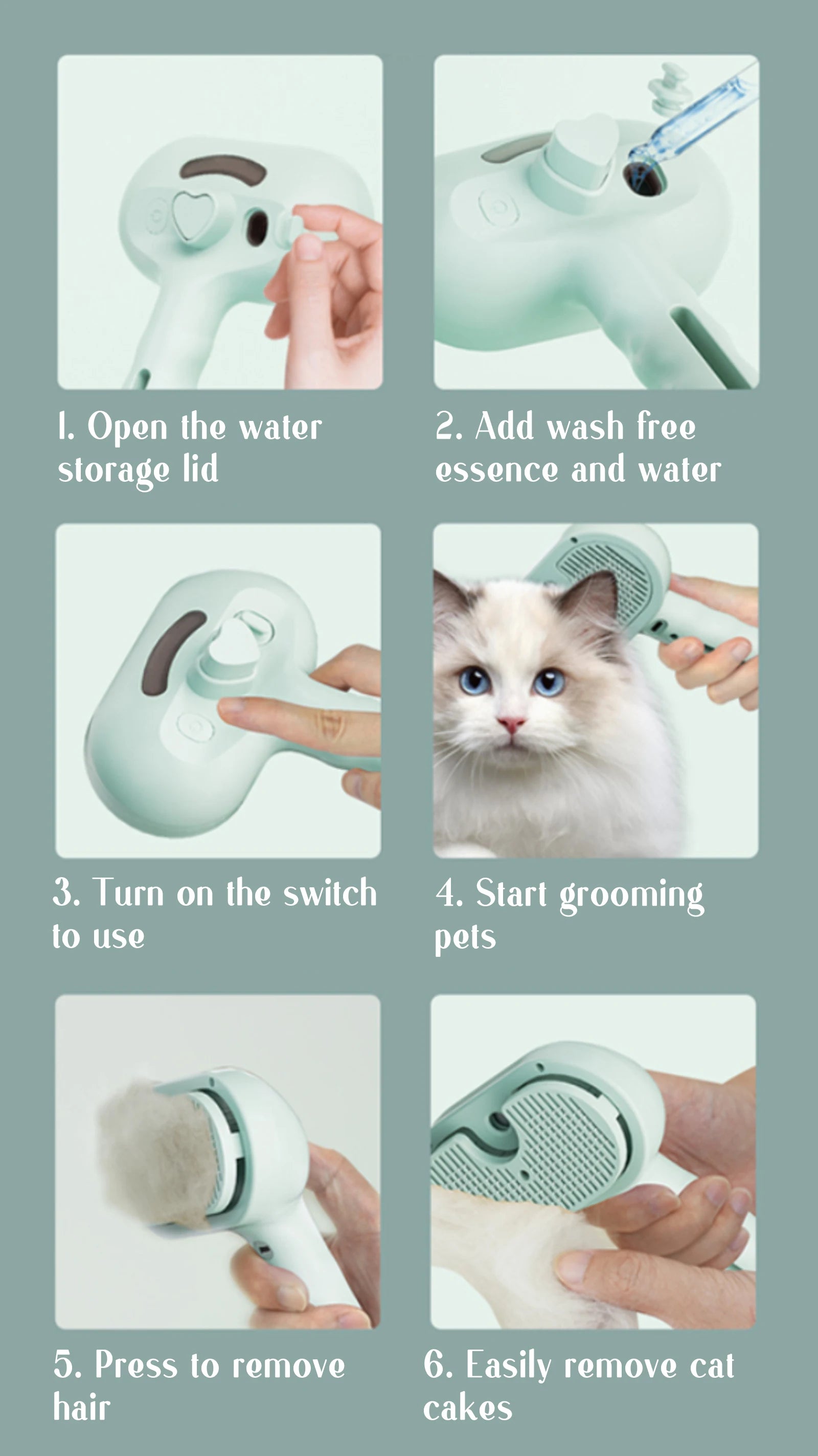 Dog Comb Pet Steam Massage Brush Safe Round Head Soft Teeth Spray Hair Removal Comb for Dog Universal for Cats Dogs Accessories
